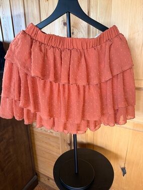SHEIN Rust Tiered Ruffle Mini Skirt